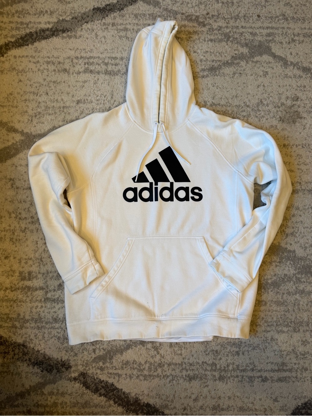 adidas White Hoodie with Black Logo